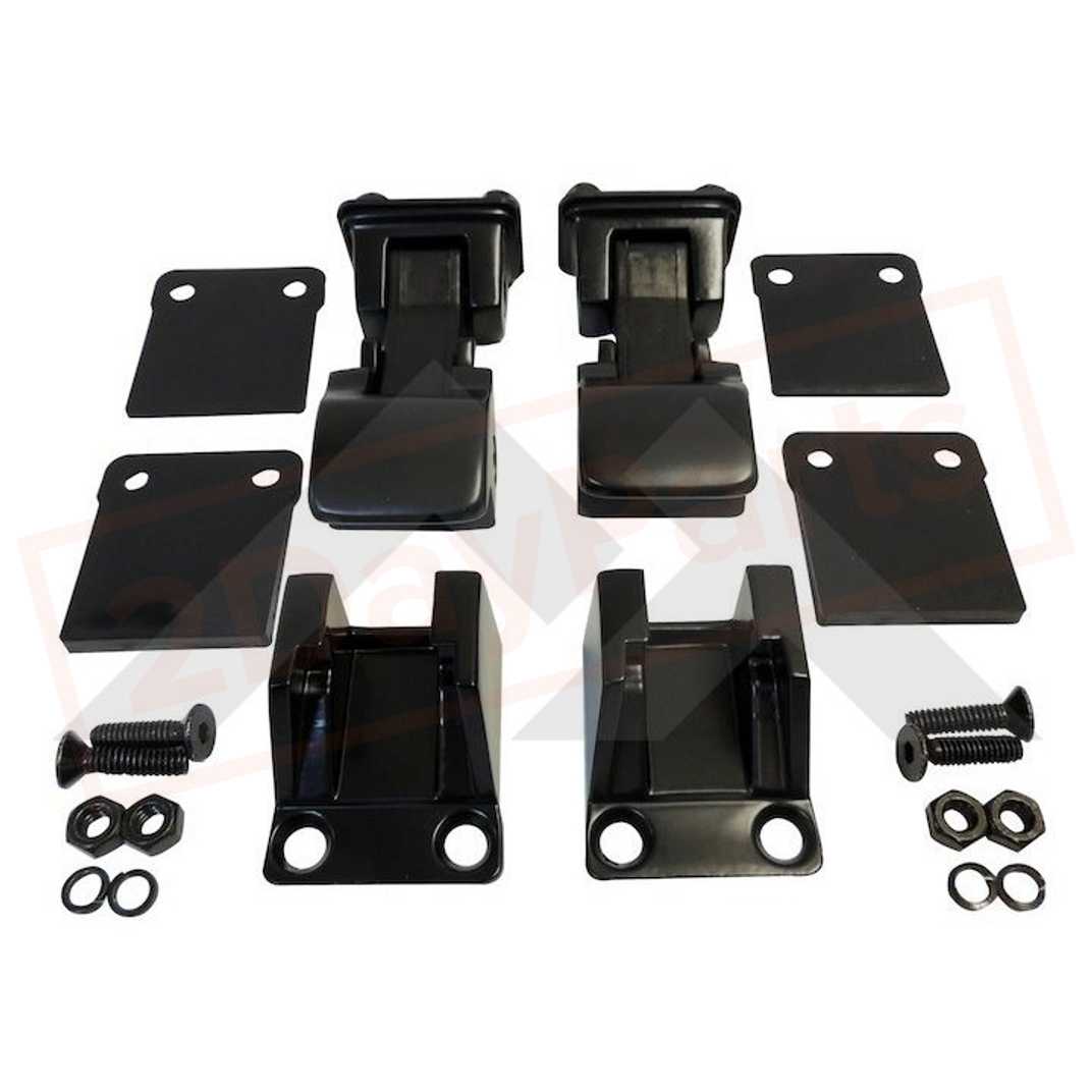 Image Crown Automotive Hood Catch Kit Front, L&R, Upper & Lower fits Jeep CJ-7 1976-1986 part in Exterior category