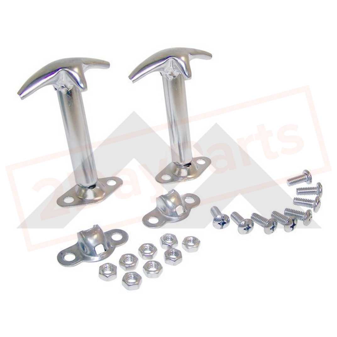 Image Crown Automotive Hood Catch Kit Left & Right, Upper & Lower for Jeep CJ-6 1955-1975 part in Exterior category
