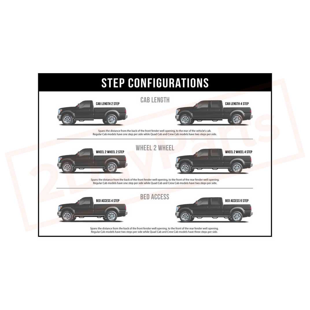 Image 3 N-FAB Nerf Step W2W w/Bed Acs (3 Stps) for Ram 1500 11-15 part in Nerf Bars & Running Boards category