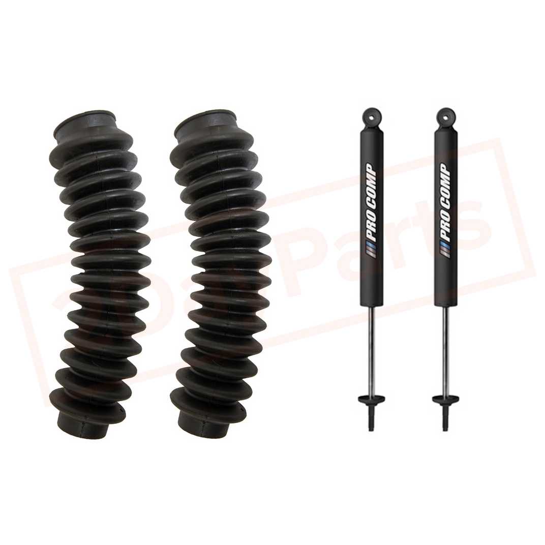 Image Kit of 2 Pro Comp 4" Rear Gas Shocks & Boots for 1986-1996 Jeep Wrangler 4WD part in Shocks & Struts category