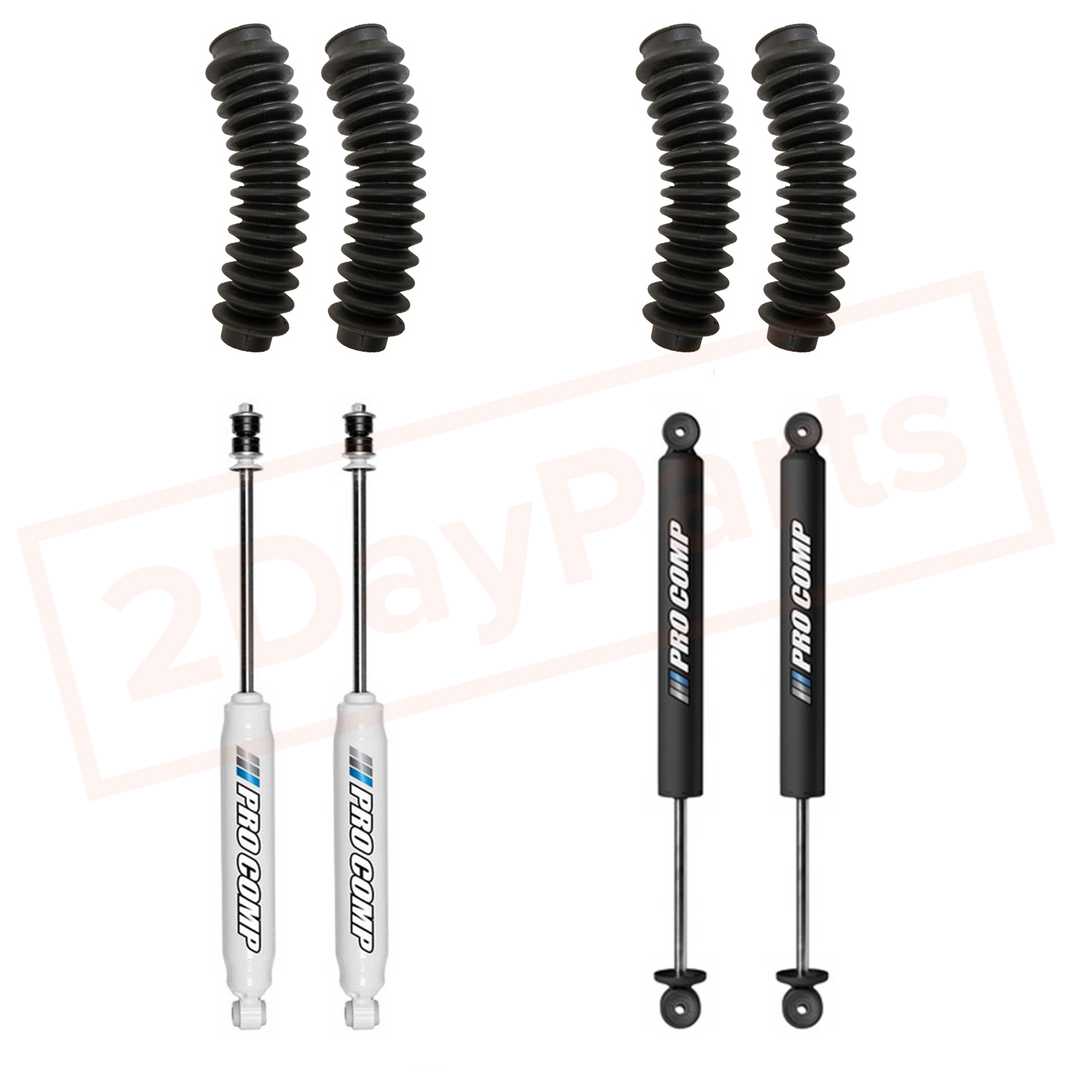 Image Kit of 4 Pro Comp 5" Pro-X Gas Shocks & Boots for Chevrolet Tahoe 1995-1999 2WD part in Shocks & Struts category