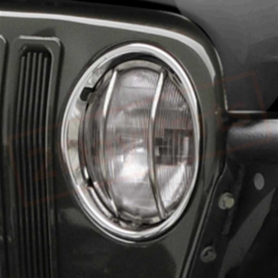 Image Smittybilt Headlight Guard Euro Style Silver for Jeep Wrangler 97-06 part in Headlight Assemblies category