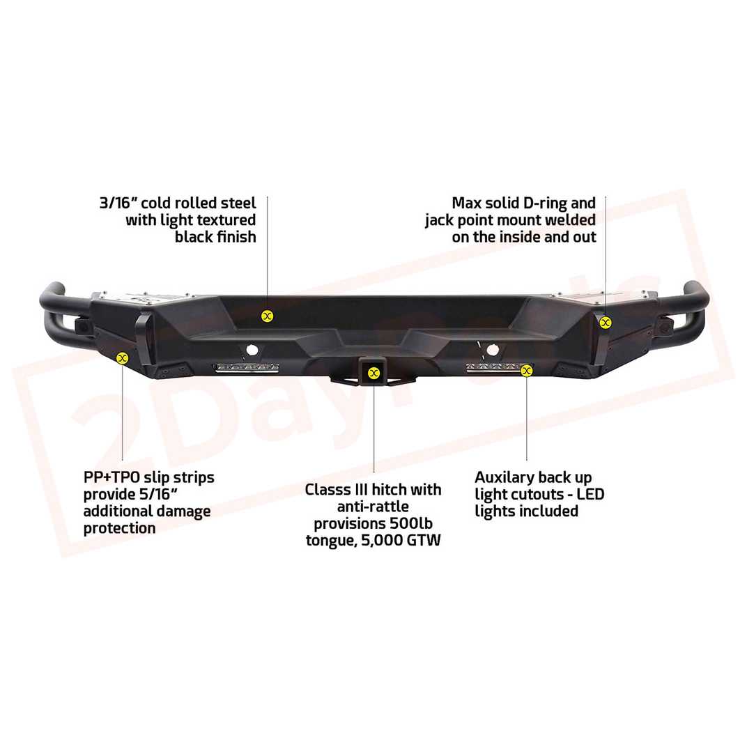 Image 2 Smittybilt Rear Bumper Gen2 Reciever Hitch fits Jeep Wrangler 2018 part in Bumpers & Parts category