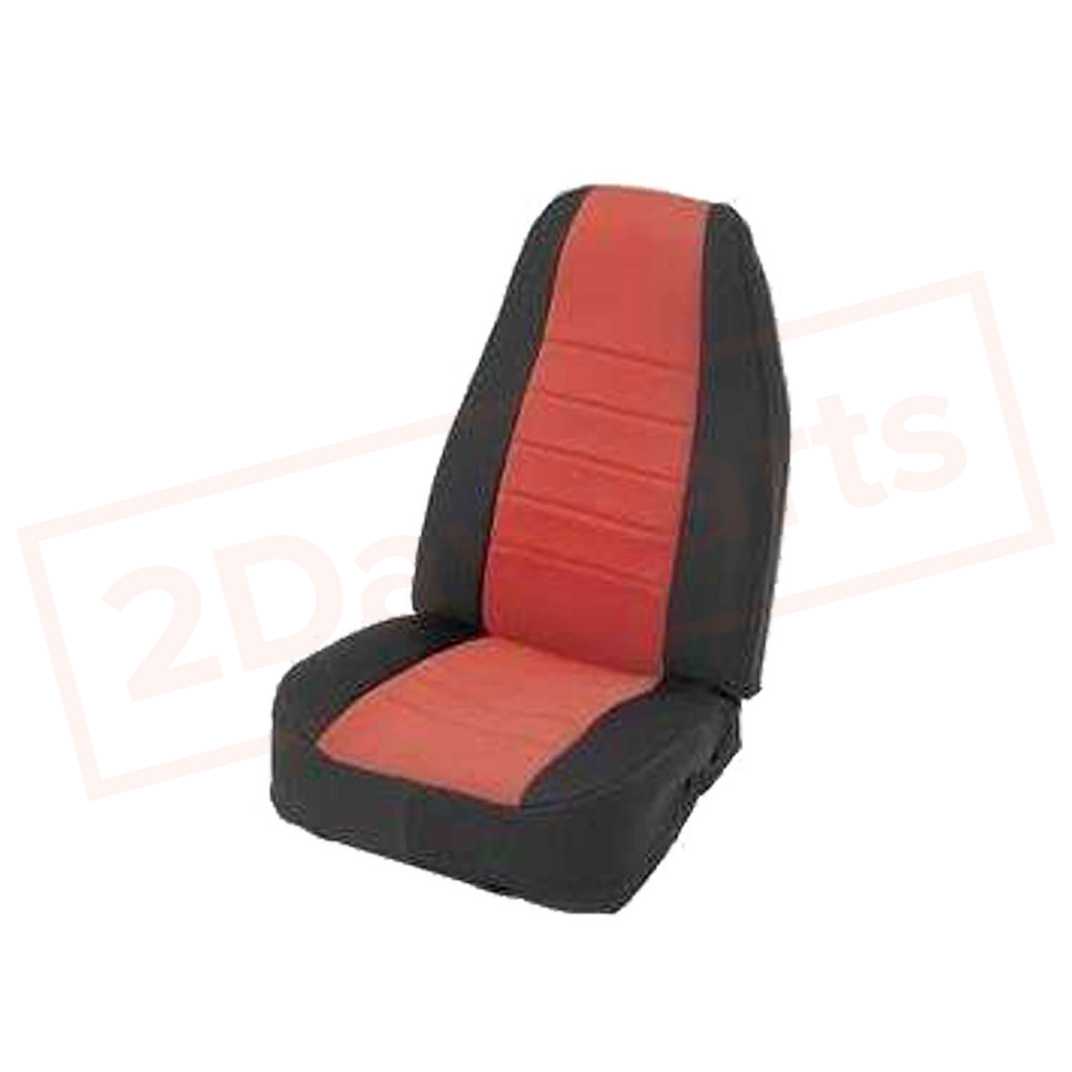 Image Smittybilt Seat Cover Bucket Black Sides/ Red Center for Jeep 03-06 part in Sunroof, Convertible & Hardtop category