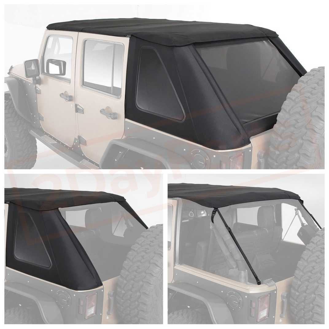 Image 1 Smittybilt Soft Top Bowless Black Diamond Fabric for Jeep Wrangler 2007-16 part in Sunroof, Convertible & Hardtop category