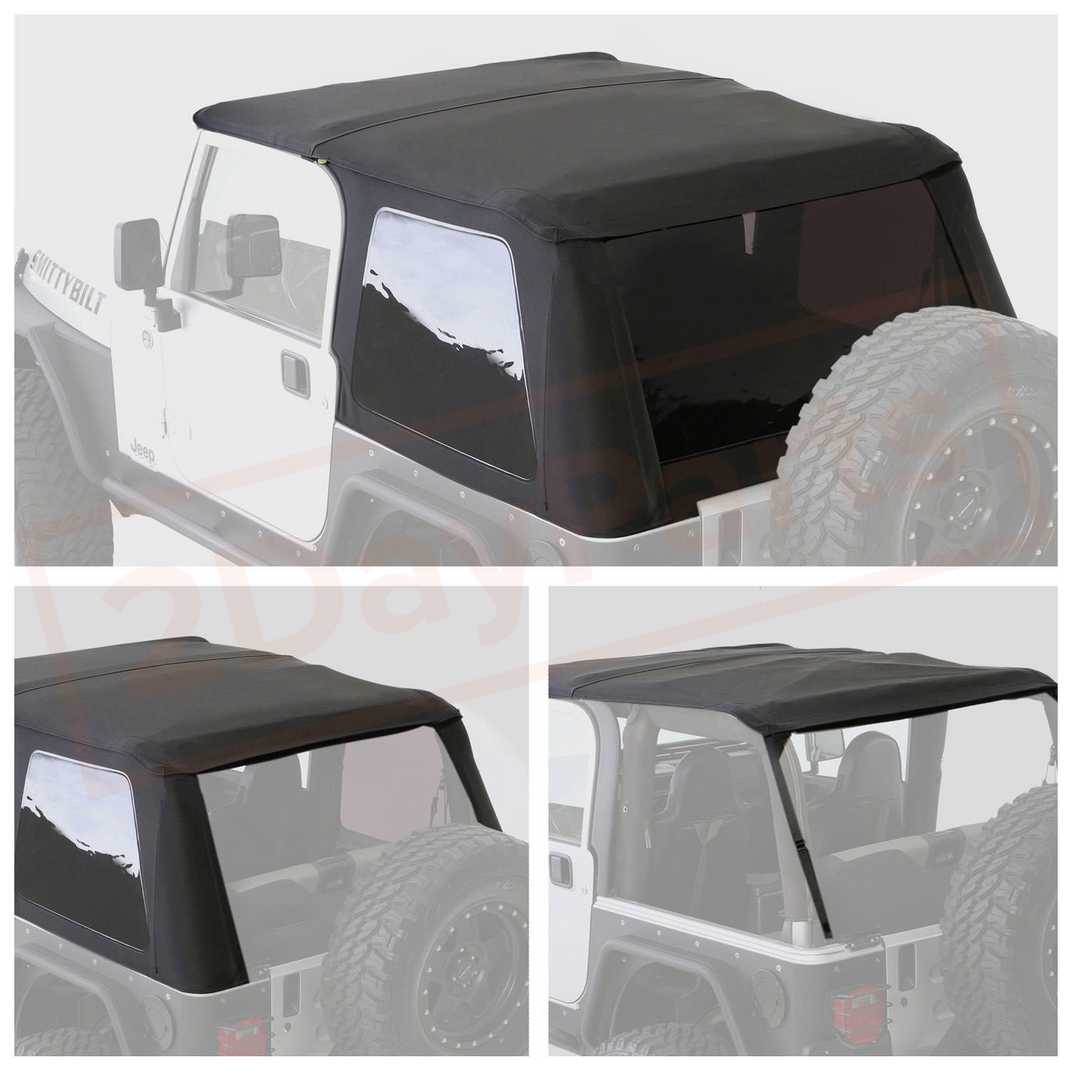 Image 1 Smittybilt Soft Top Bowless Black Diamond Fabric for Jeep Wrangler 97-06 part in Sunroof, Convertible & Hardtop category