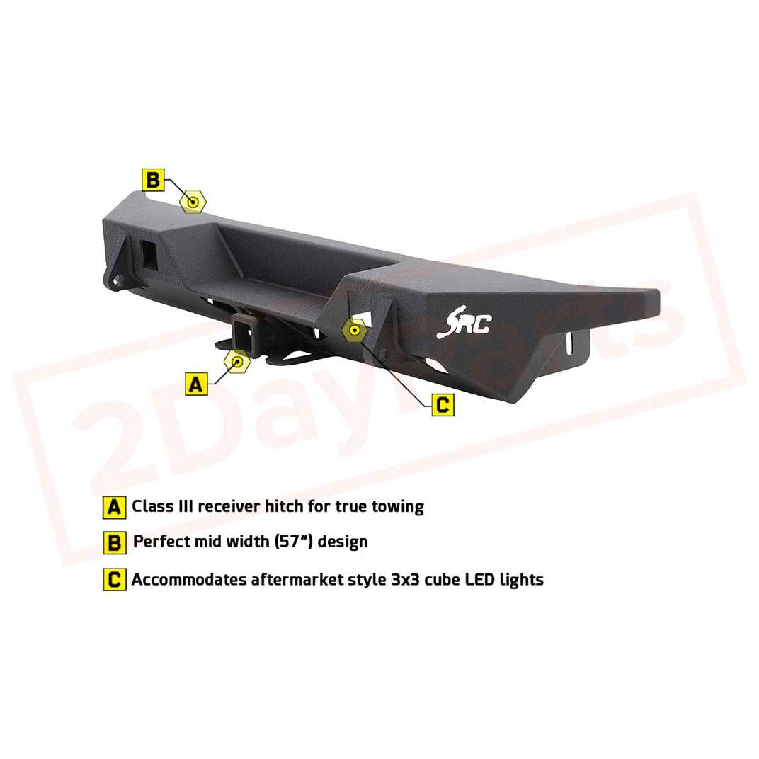 Image 1 Smittybilt SRC Carbine Rear Bumper Receiver Hitch for 2007-2010 Jeep Wrangler part in Bumpers & Parts category