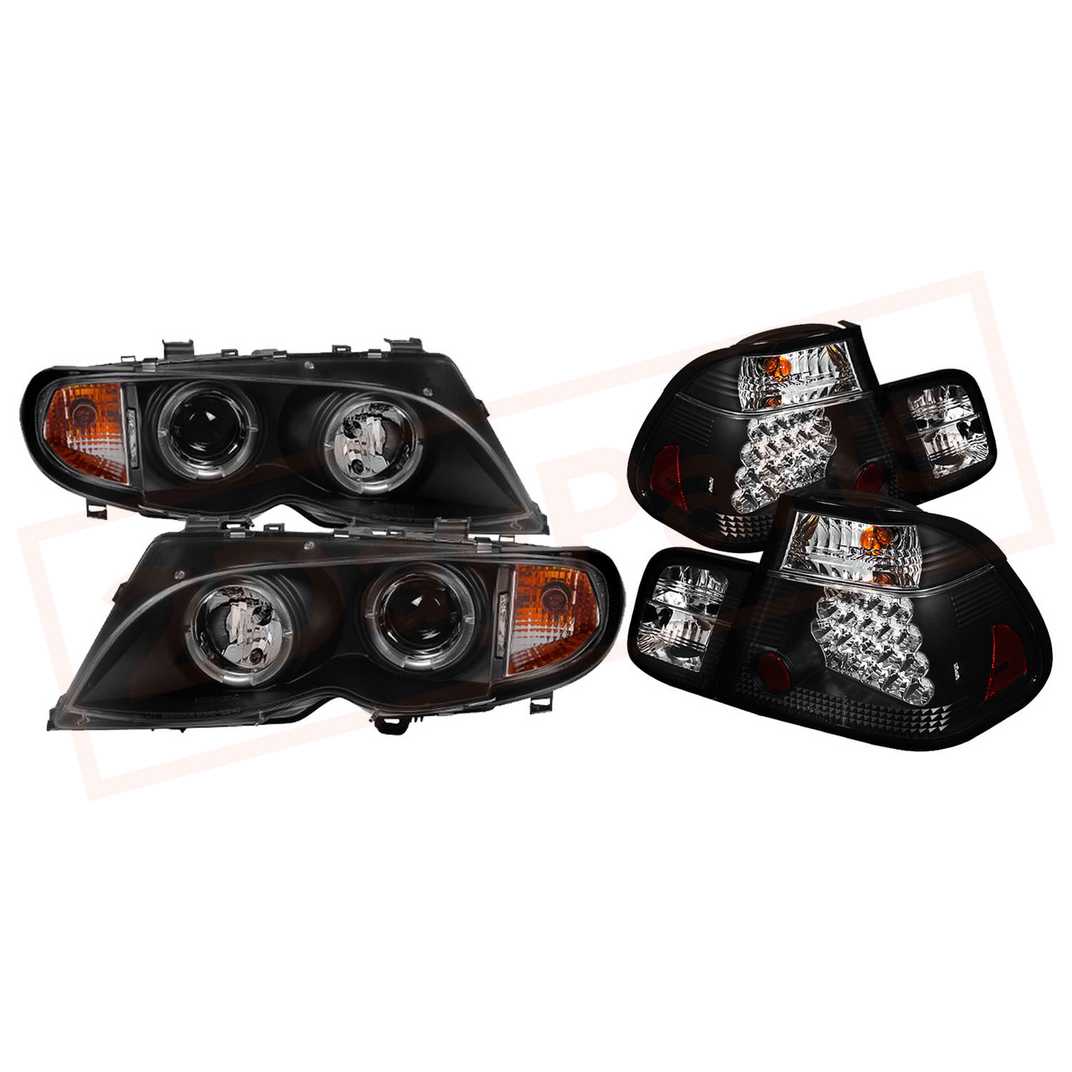 Image Spyder Auto Projector Headlights & Tail Lights Black BMW E46 3-Series 02-05 4Dr part in Headlight & Tail Light Covers category