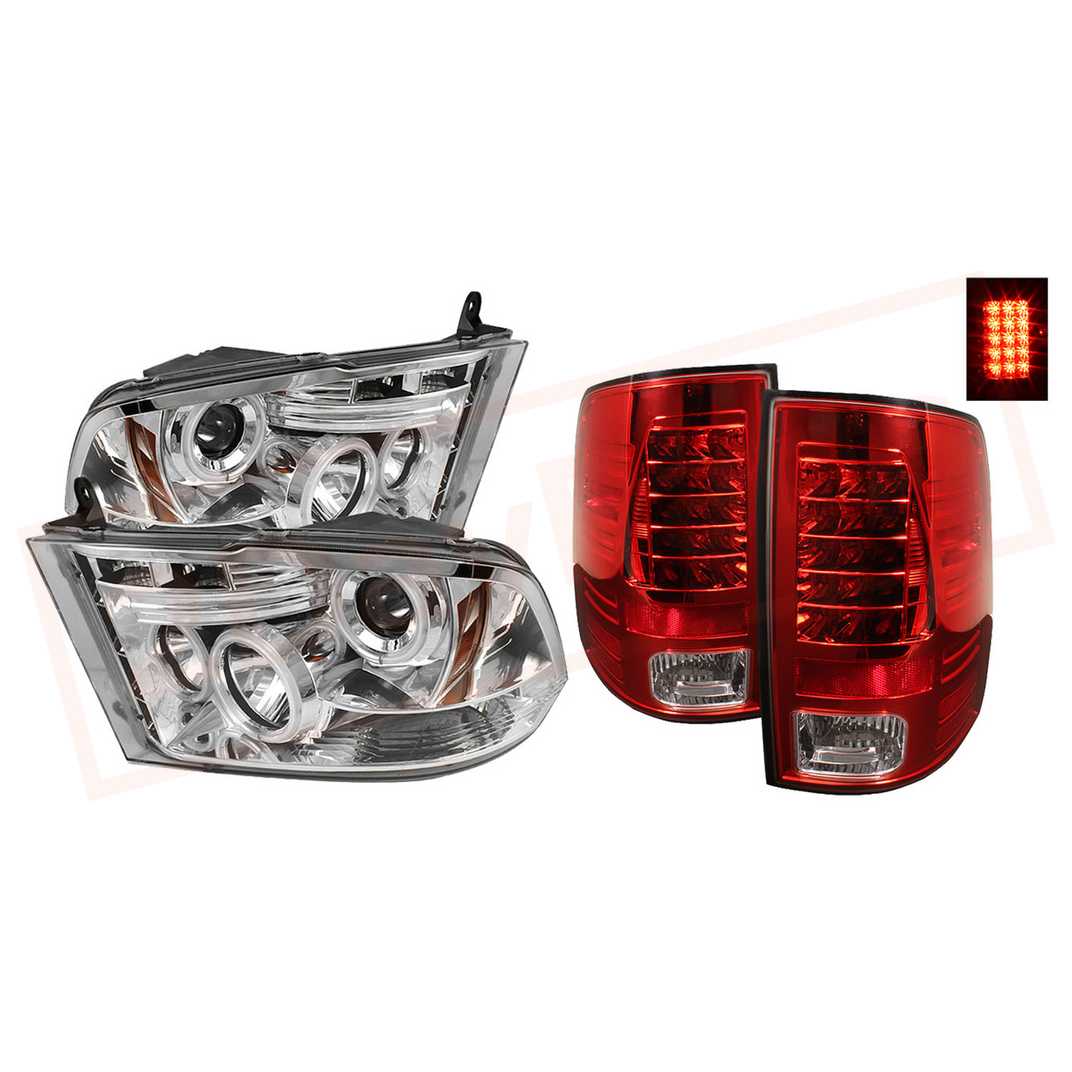 Image Spyder CCFL LED Headlights  & LED Tail Lights Red Clear for Dodge Ram 2009-16 part in Headlight & Tail Light Covers category