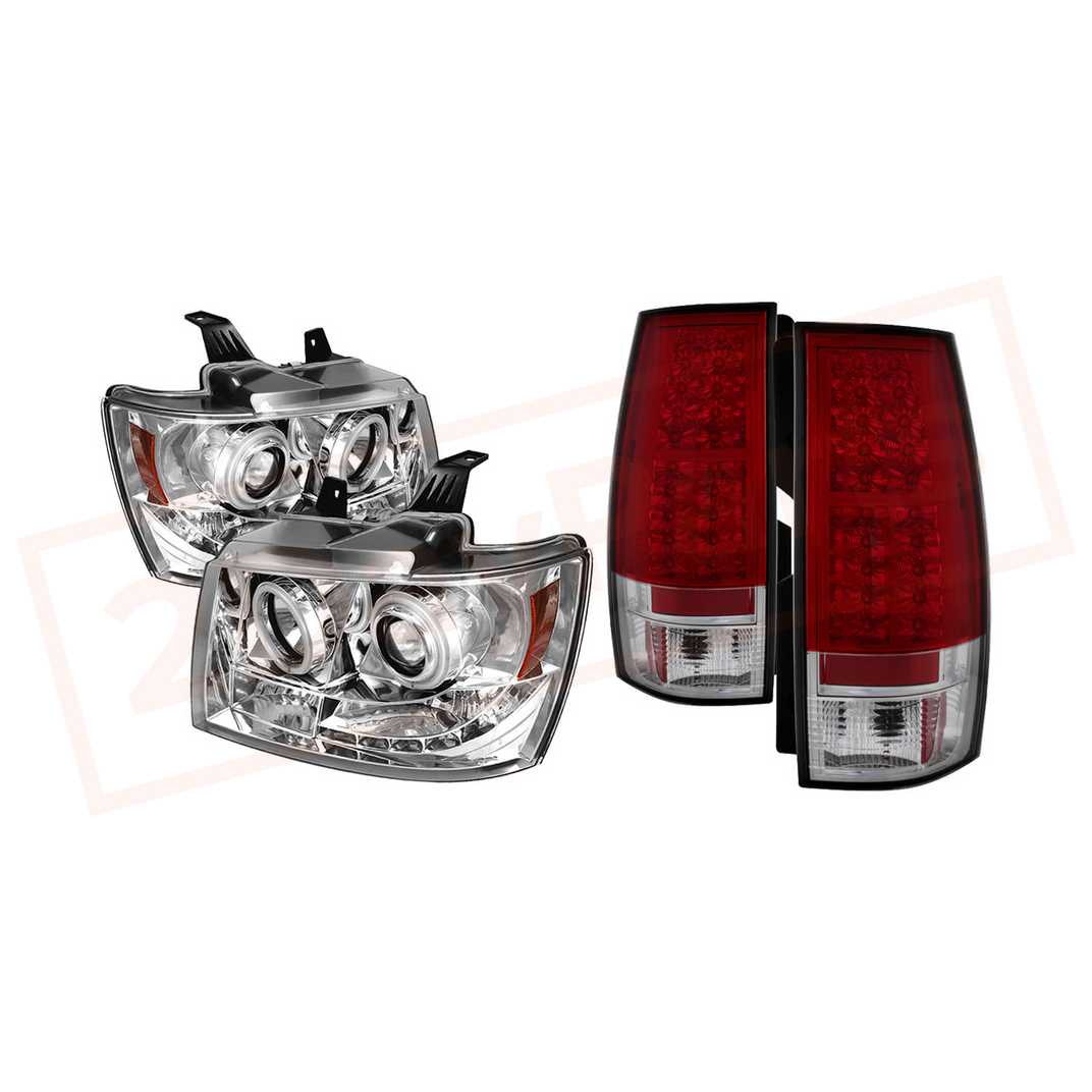 Image Spyder CCFLLED Headlights  & LED Tail Red Clear for Chevy Suburban/Tahoe 07-14 part in Headlight & Tail Light Covers category