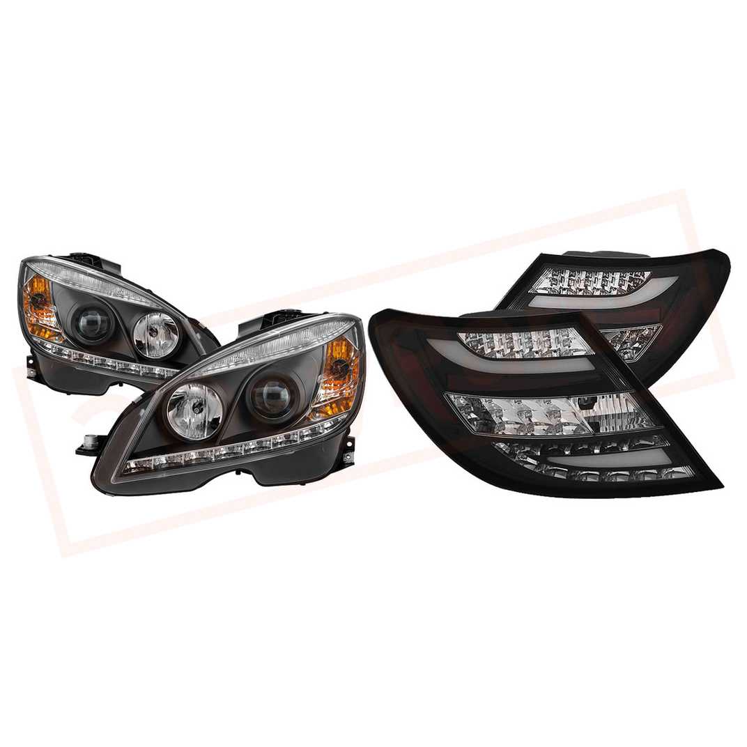 Image Spyder DRL LED Proj Headlights & LED TailLights Mercedes Benz W204 C-Class 08-11 part in Headlight & Tail Light Covers category