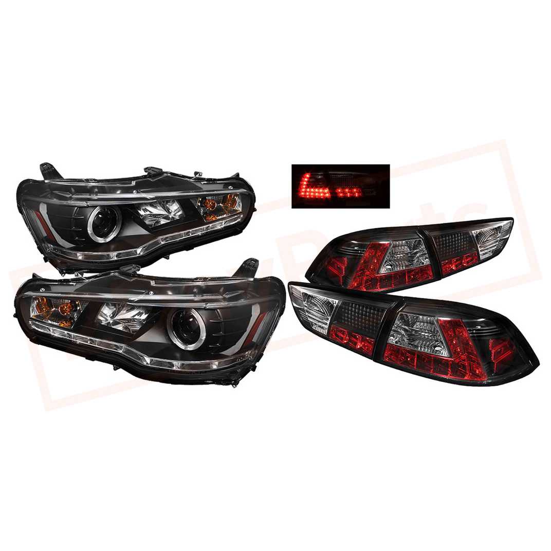 Image Spyder DRL LED Projec Headlights & Tail Lights Blk Mitsubishi Lancer/EVO10 08-14 part in Headlight & Tail Light Covers category