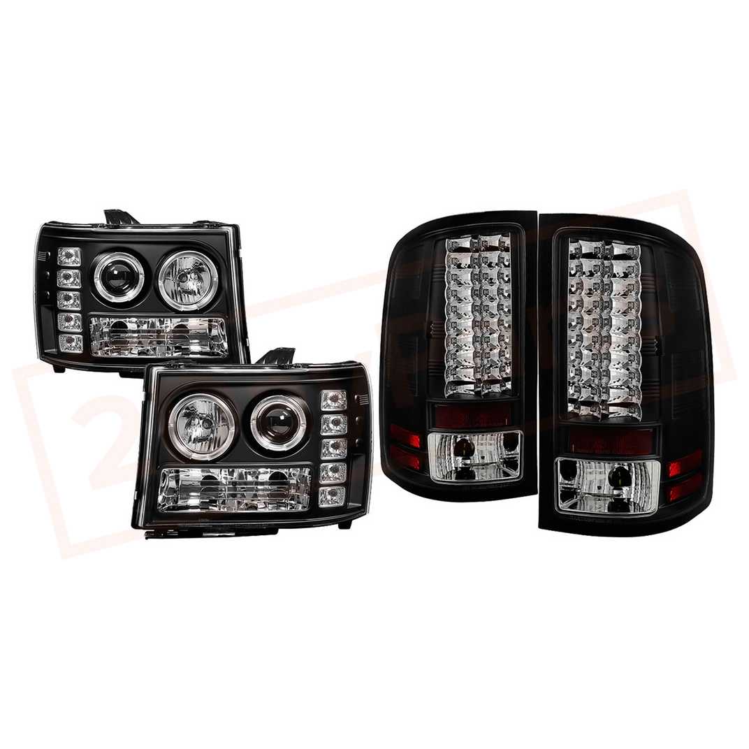 Image Spyder Halo LED Headlights & TailLights Blk GMC Sierra 1500 07-13, 2500HD/3500HD part in Headlight & Tail Light Covers category