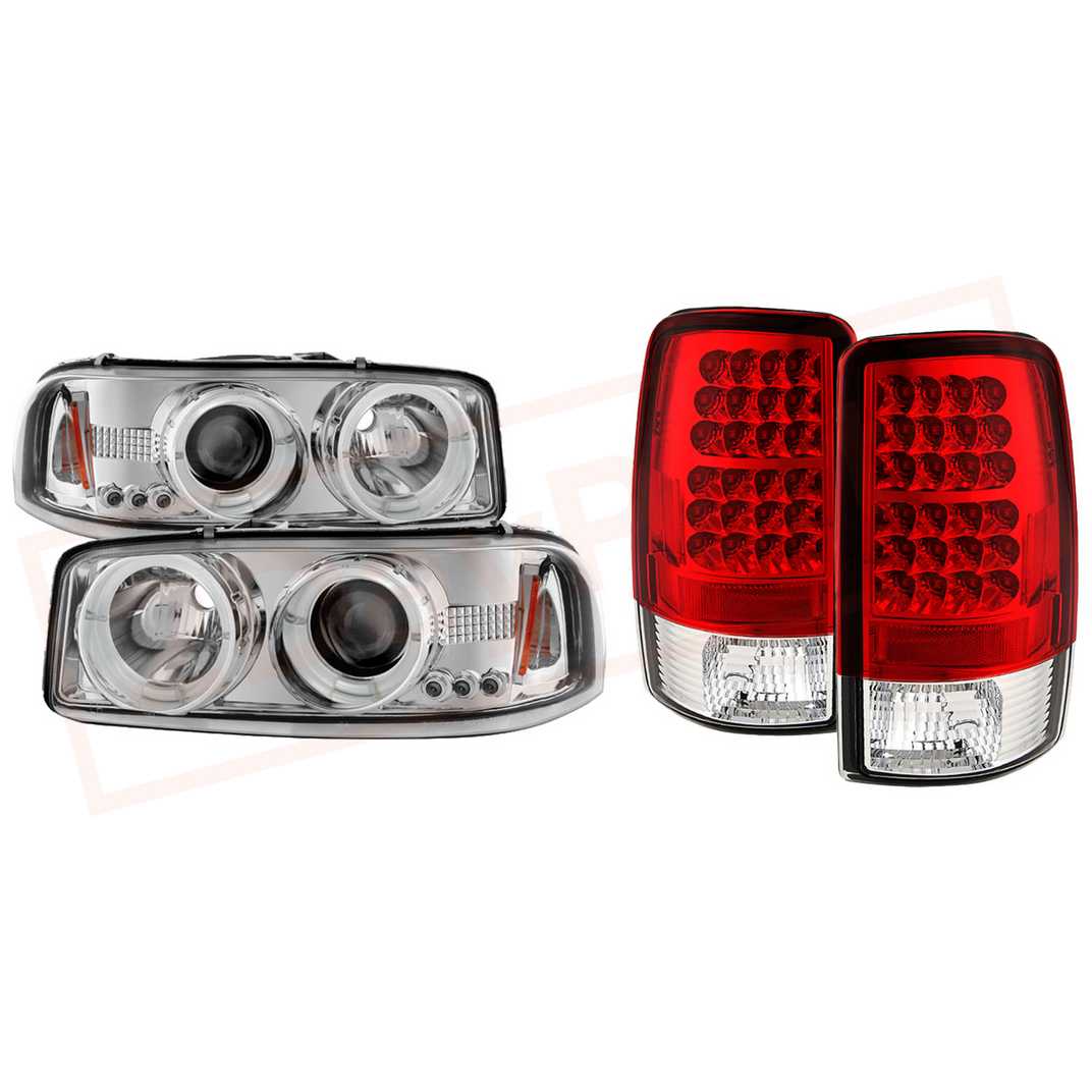 Image Spyder Halo LED Proj Headlights Chrm & LED Tail Lights GMC Yukon/XL/Denali 00-06 part in Headlight & Tail Light Covers category