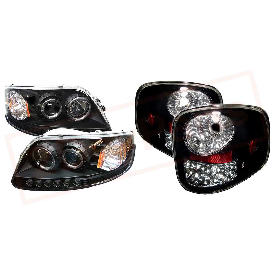 Image Spyder Halo LED Proj Headlights & LED Tail Lights Blk for Ford F150 97-03 part in Headlight & Tail Light Covers category