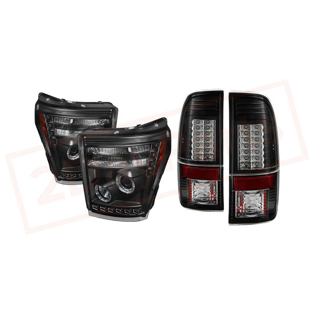 Image Spyder Halo LED Proj Headlights & LED Tail Lights Ver.2 Black F250/350/450 11-16 part in Headlight & Tail Light Covers category