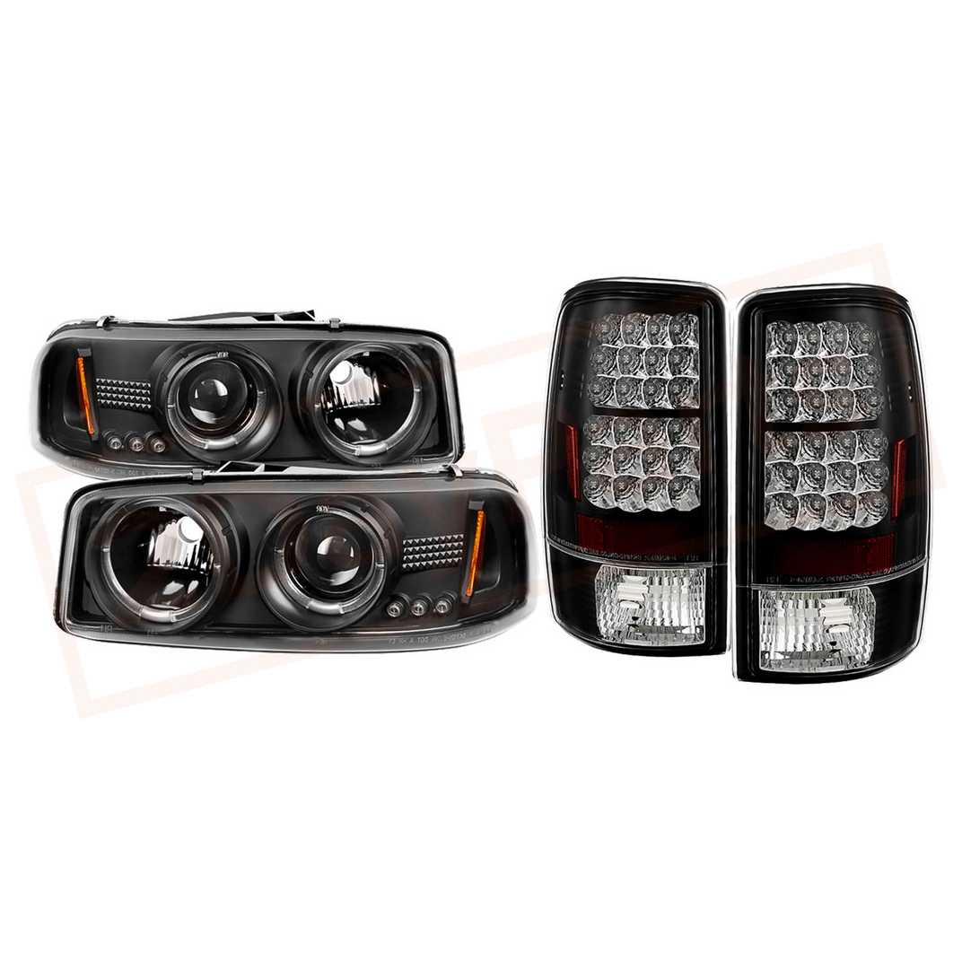 Image Spyder Halo LED Proj Headlights & LED TailLights Black GMC Yukon/XL/Denali 00-06 part in Headlight & Tail Light Covers category