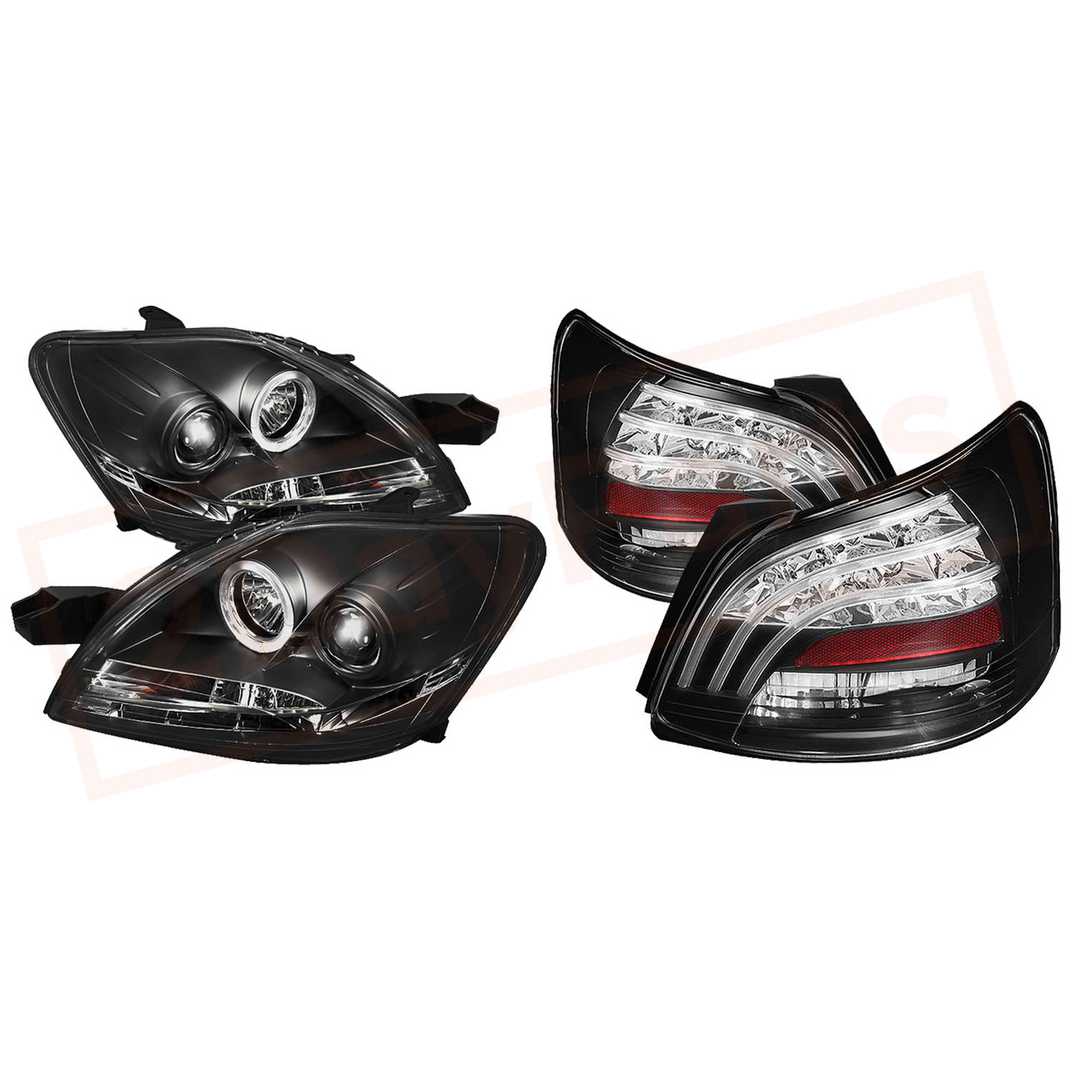Image Spyder Halo LED Project Headlights&  Tail Lights Blk for Toyota Yaris 07-09 4Dr part in Headlight & Tail Light Covers category