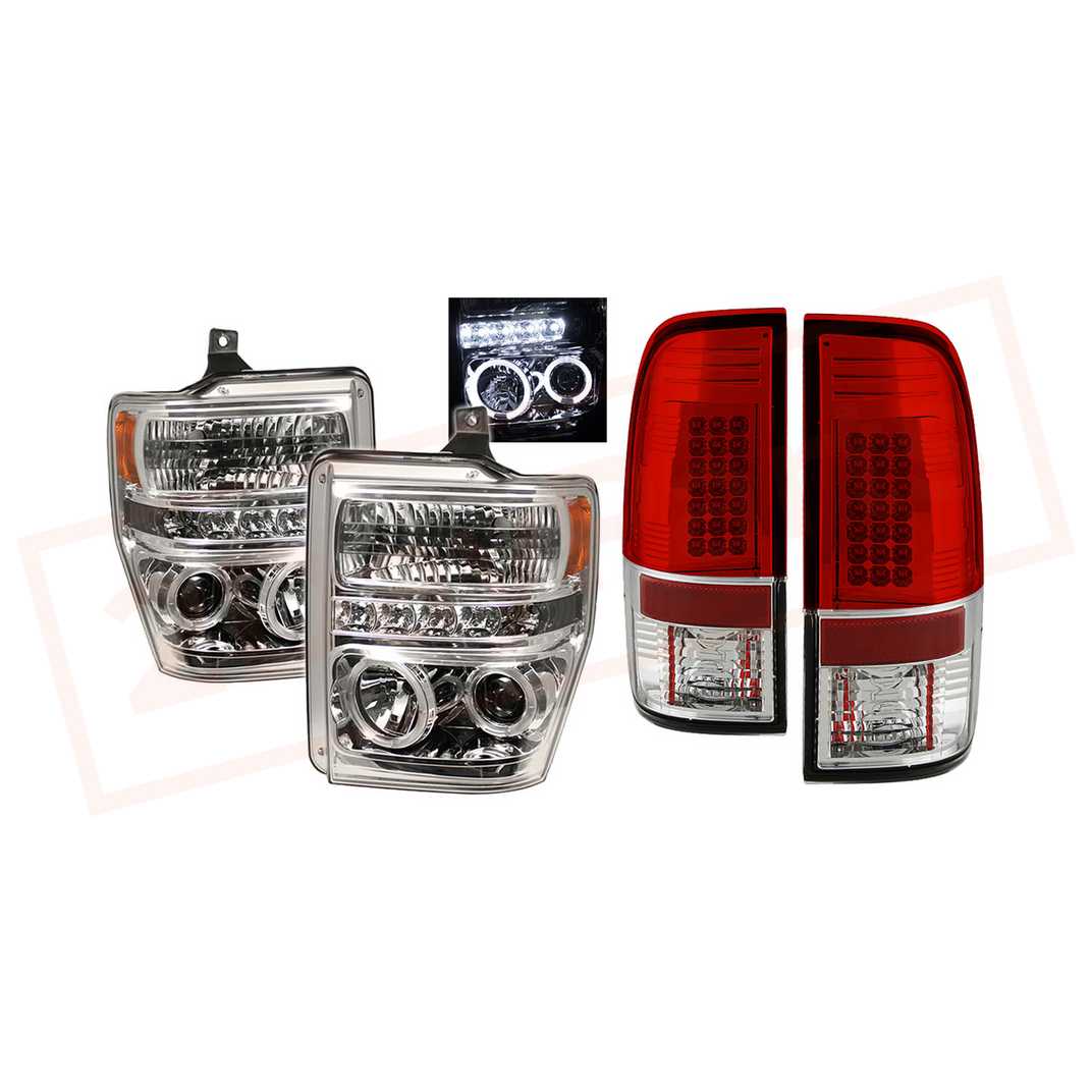Image Spyder Halo LED Projector Headlights Chrome & LED Tail Lights F250/350/450 08-10 part in Headlight & Tail Light Covers category