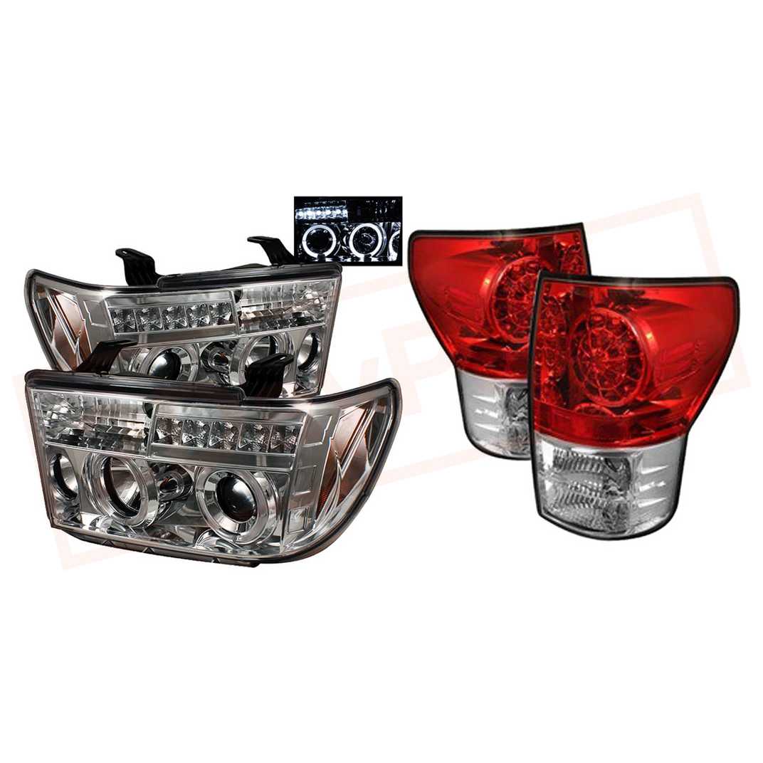 Image Spyder Halo LED Projector Headlights Chrome&  TailLights for Toyota Tundra 07-13 part in Headlight & Tail Light Covers category