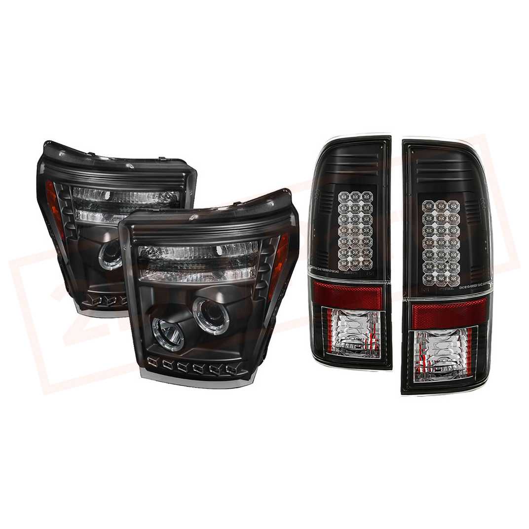Image Spyder Halo LED Projector Headlights & LED Tail Lights Black F250/350/450 11-16 part in Headlight & Tail Light Covers category