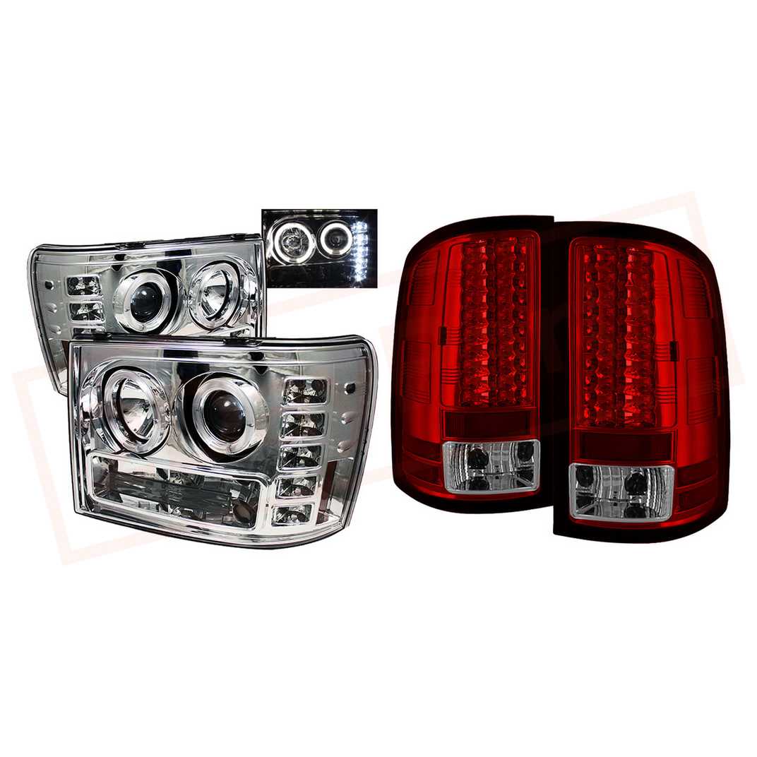 Image Spyder HaloLED Headlights Chrm & TailLights GMC Sierra 1500 07-13, 2500HD/3500HD part in Headlight & Tail Light Covers category