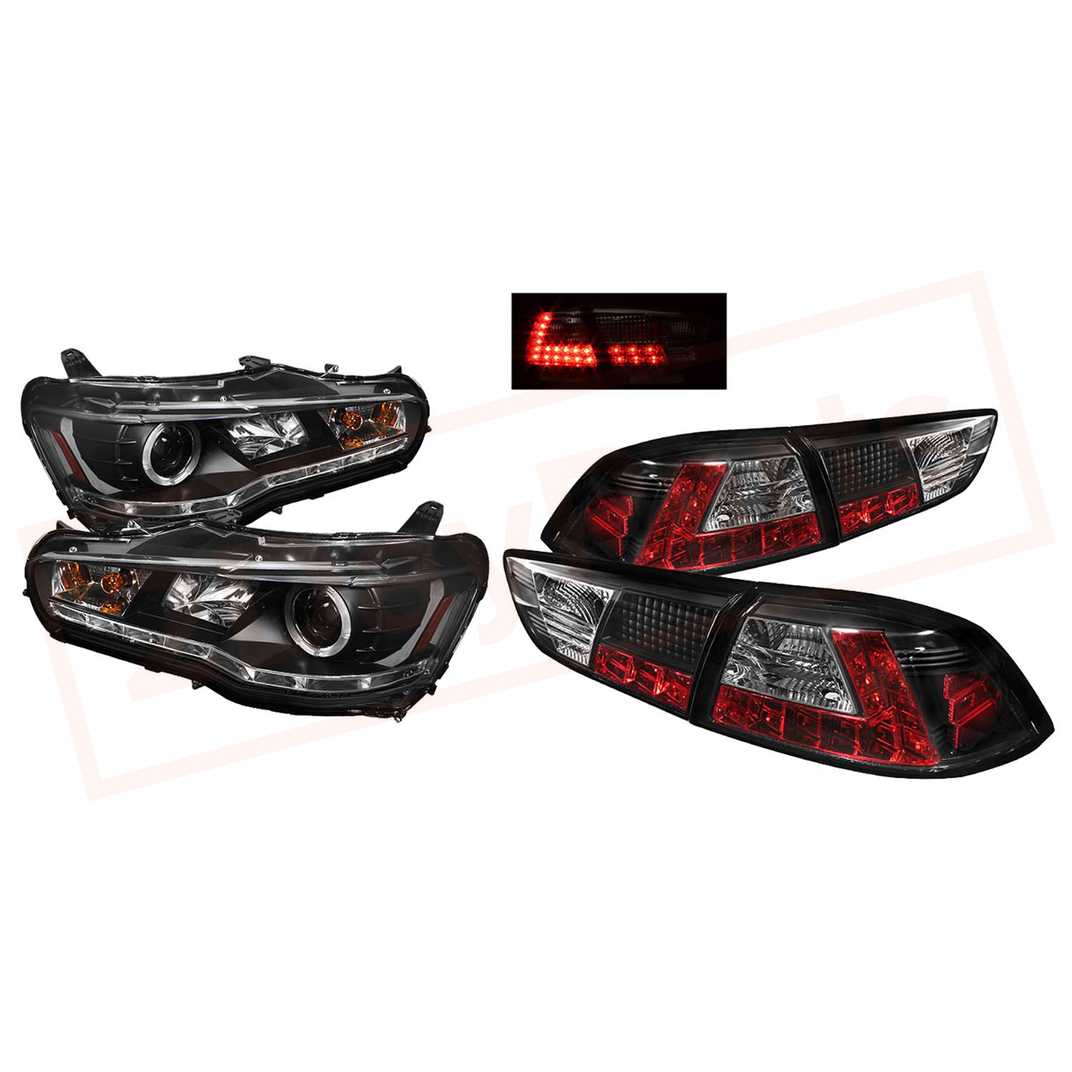 Image Spyder LED Halo DRL Headlights & Tail Lights Black Mitsubishi Lancer/EVO10 08-14 part in Headlight & Tail Light Covers category