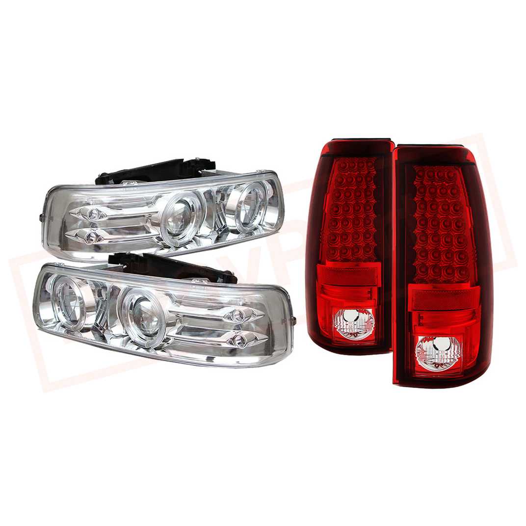 Image Spyder LED Halo Projector Headlights  & Tail Lights for Chevy Silverado 99-02 part in Headlight & Tail Light Covers category