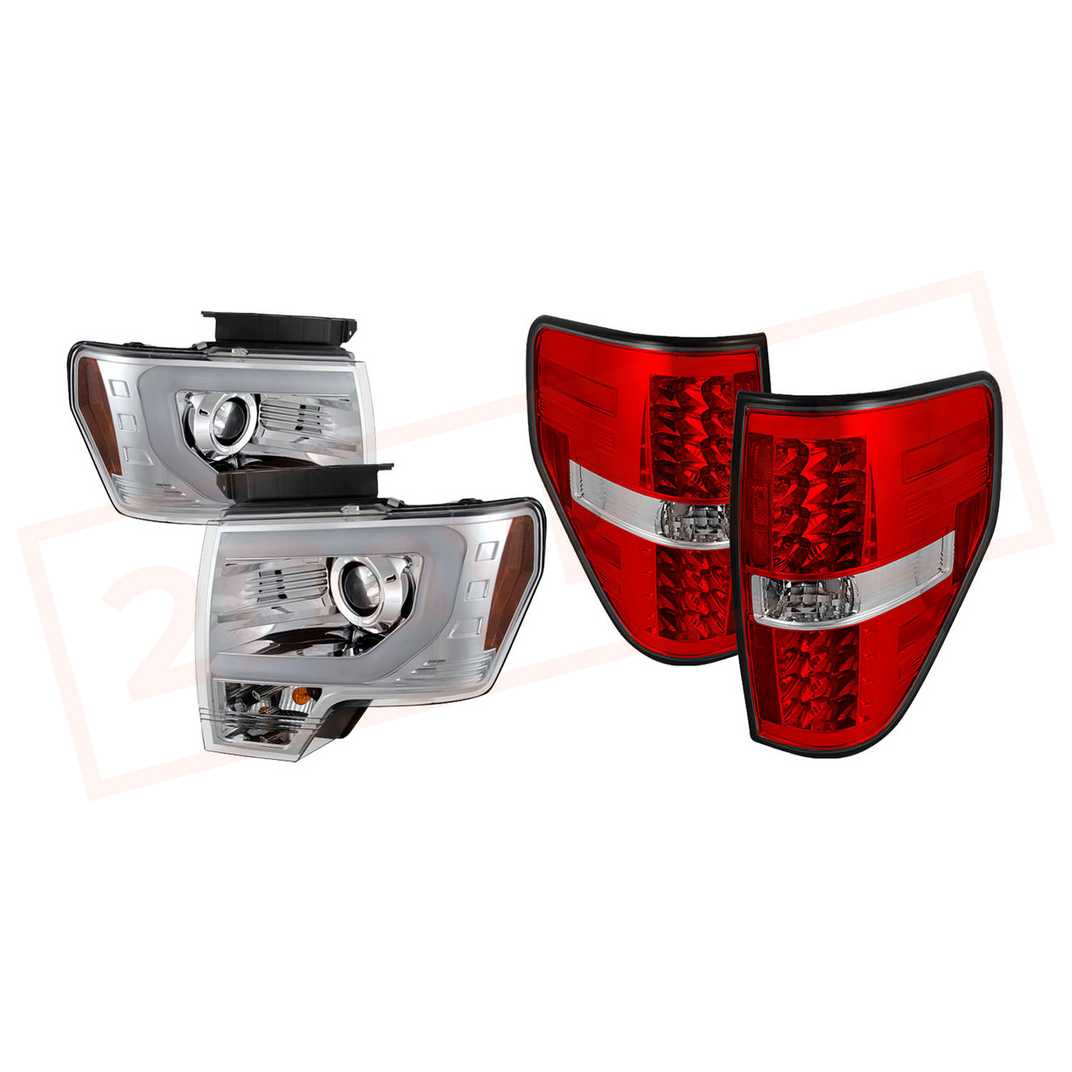 Image Spyder Projector Headlights  & LED Tail Lights Red Clear - for Ford F150 09-14 part in Headlight & Tail Light Covers category